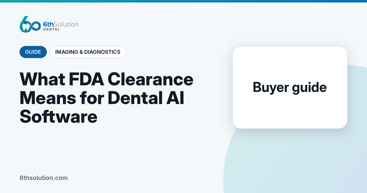 Dental radiograph on a screen next to an FDA 510(k) clearance letter